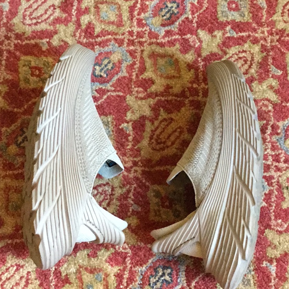 Hoka One One Slip-On Athletic Shoes in Light Gray with White Logo - Picture 5 of 11